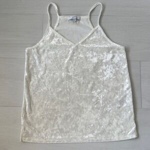 Ro & De White Velvet Camisole Top